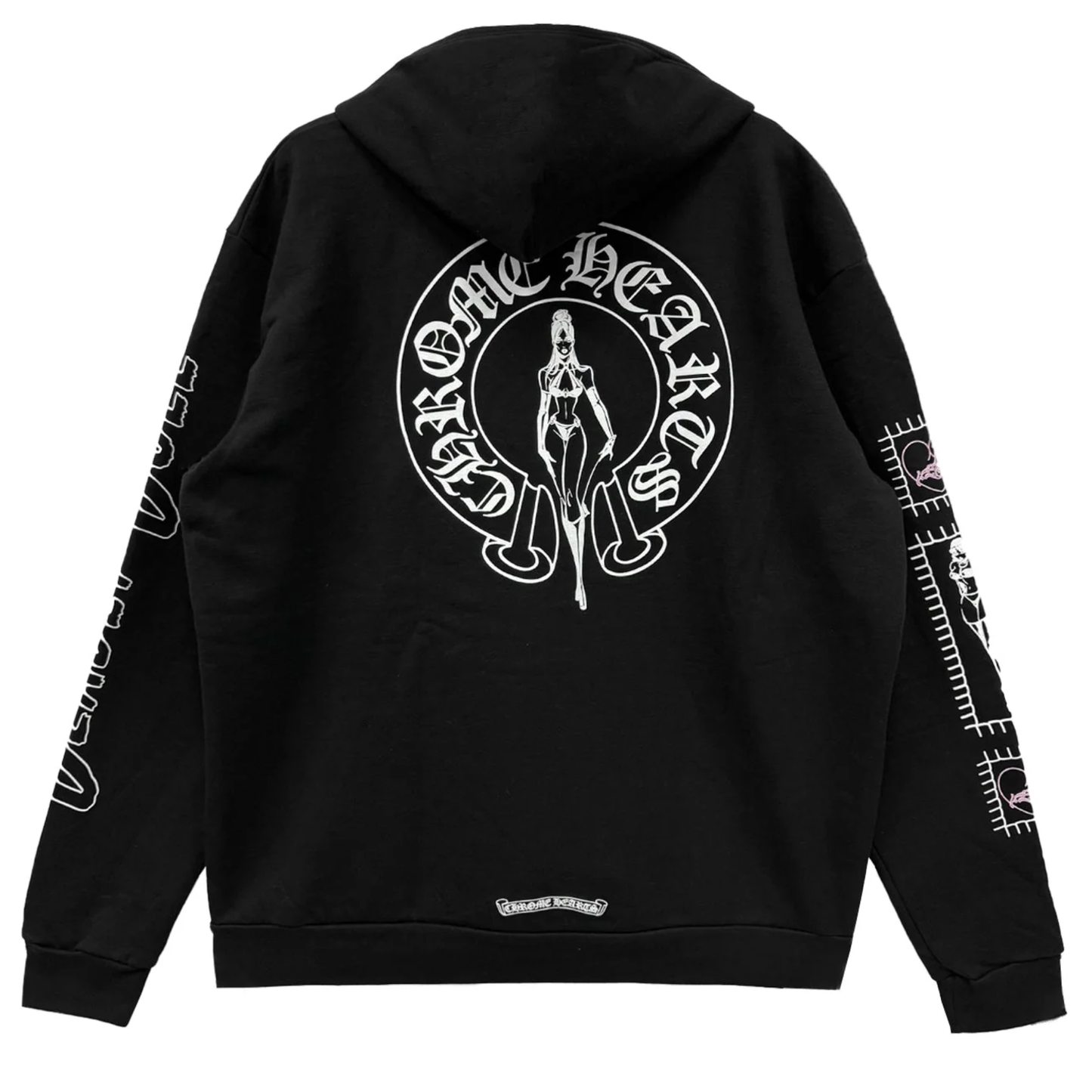 Chrome Hearts Deadly Doll Pink Dagger Logo Zip Up Hoodie