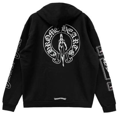 Chrome Hearts Deadly Doll Pink Dagger Logo Zip Up Hoodie