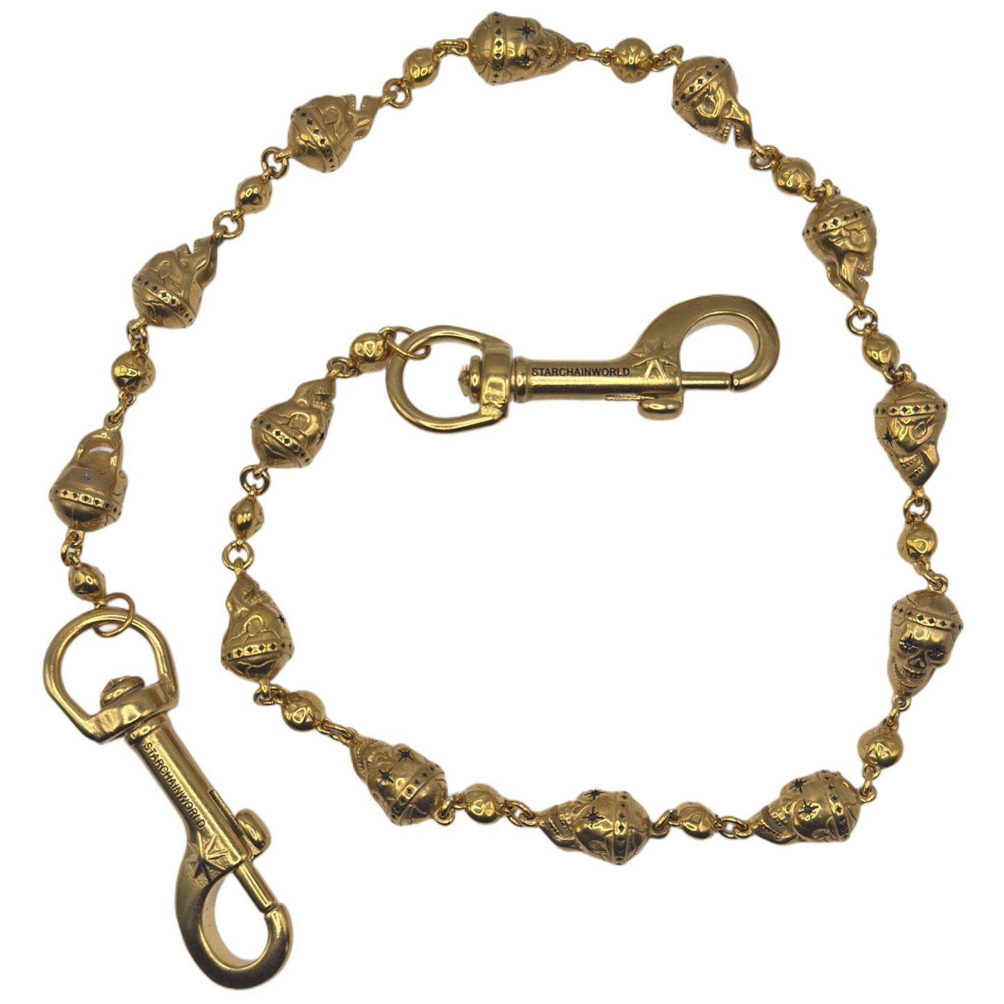 Starchain World Skull Wallet Chain Gold