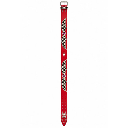 Mannahatta Spider Wing Checker Inlay Studded Belt