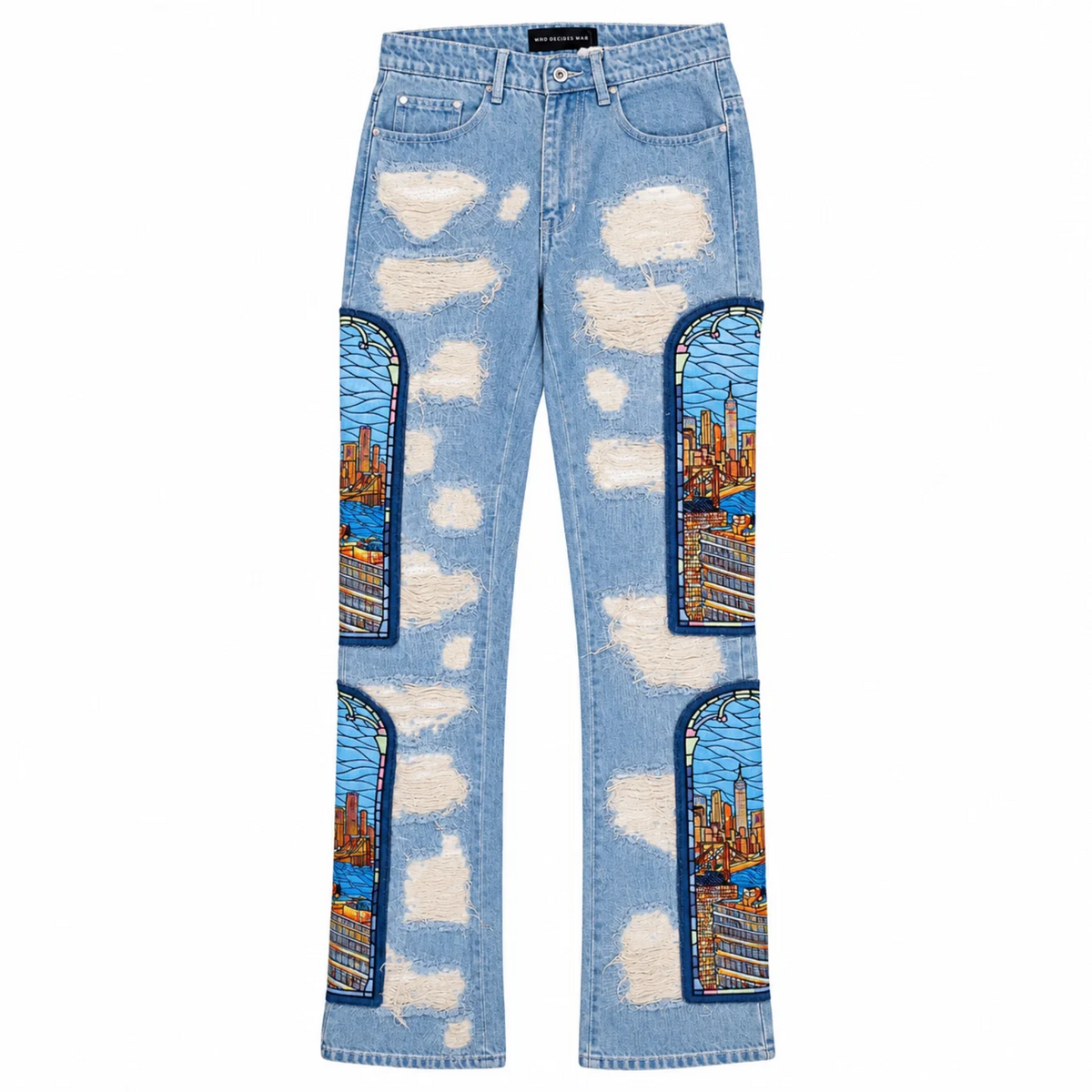 Who Decides War WDW x POTN Stained Glass Denim Jeans Sky