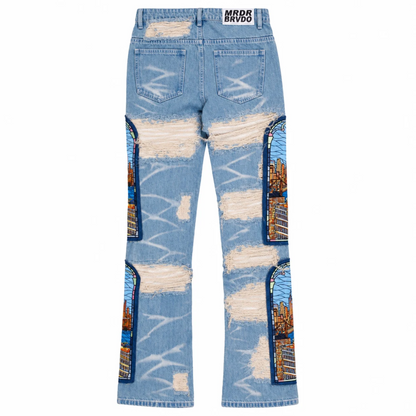 Who Decides War WDW x POTN Stained Glass Denim Jeans Sky