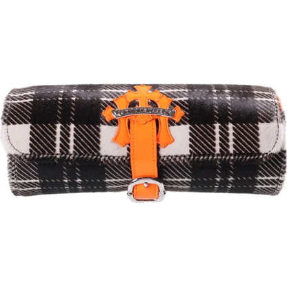 Chrome Hearts Cemetery Cross Patch Watch Case Plaid/Orange