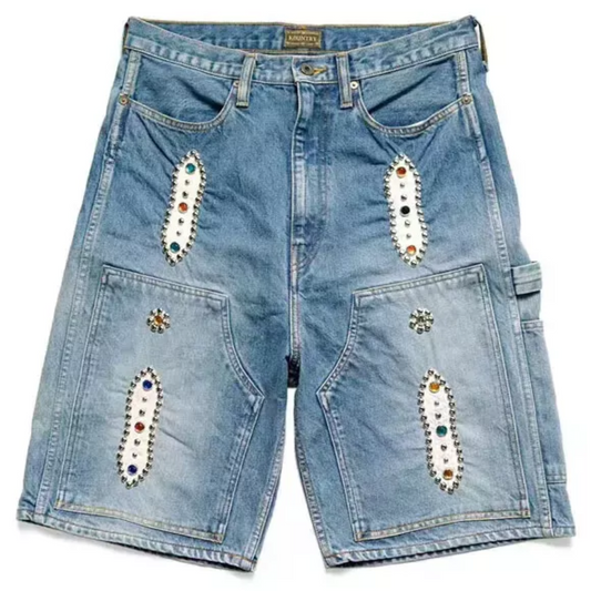 Kapital Studs Remake Denim Shorts