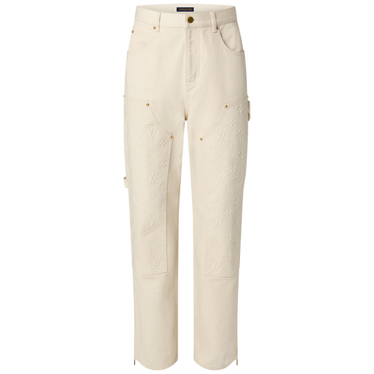 Louis Vuitton Monogram Workwear Denim Carpenter Jean Cream