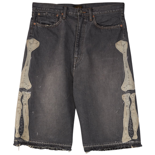 Kapital Bone Denim Shorts Black