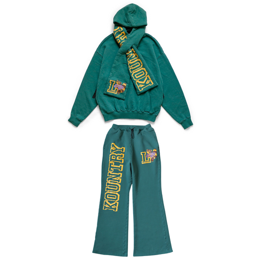 Kapital Fleece Scarf Flared Sweatsuit Teal