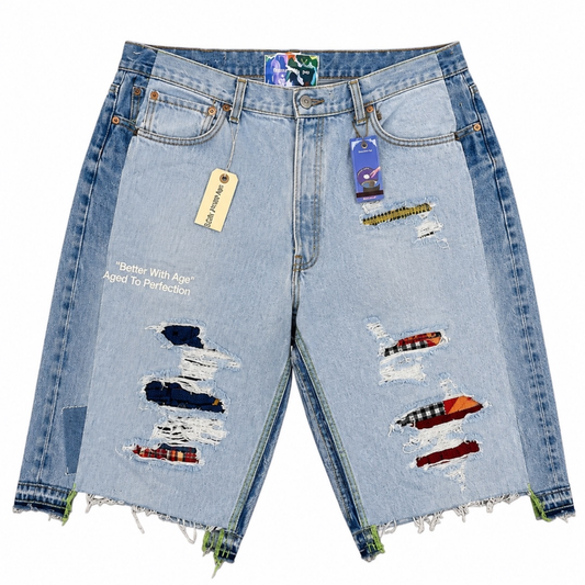Better With Age Monroe Triple-Wide Denim Repair Shorts