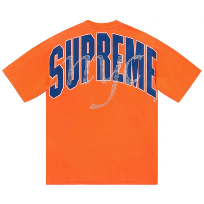 Supreme Rhinestone Script Tee Orange