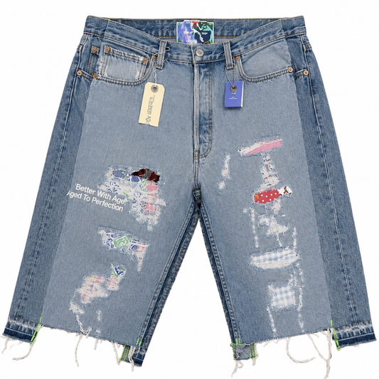 Better With Age Monroe Triple-Wide Denim Repair Shorts