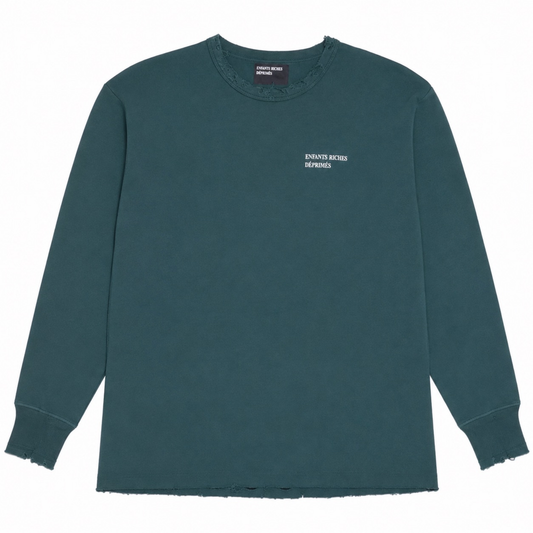 Enfants Riches Déprimés Classic Logo Distressed Thermal Long Sleeve Tee Forest Green
