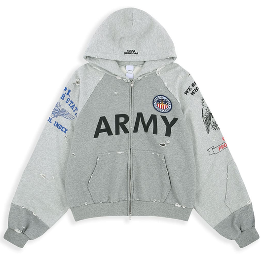 Protocol Index Reconstructed Zip Hoodie Melange Gray