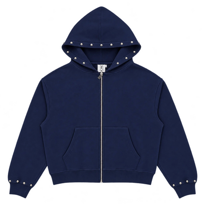 Saint Vanity Studded French Terry Sweatsuit Navy