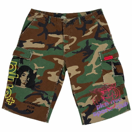Plus+ Upcycled Camo Shorts