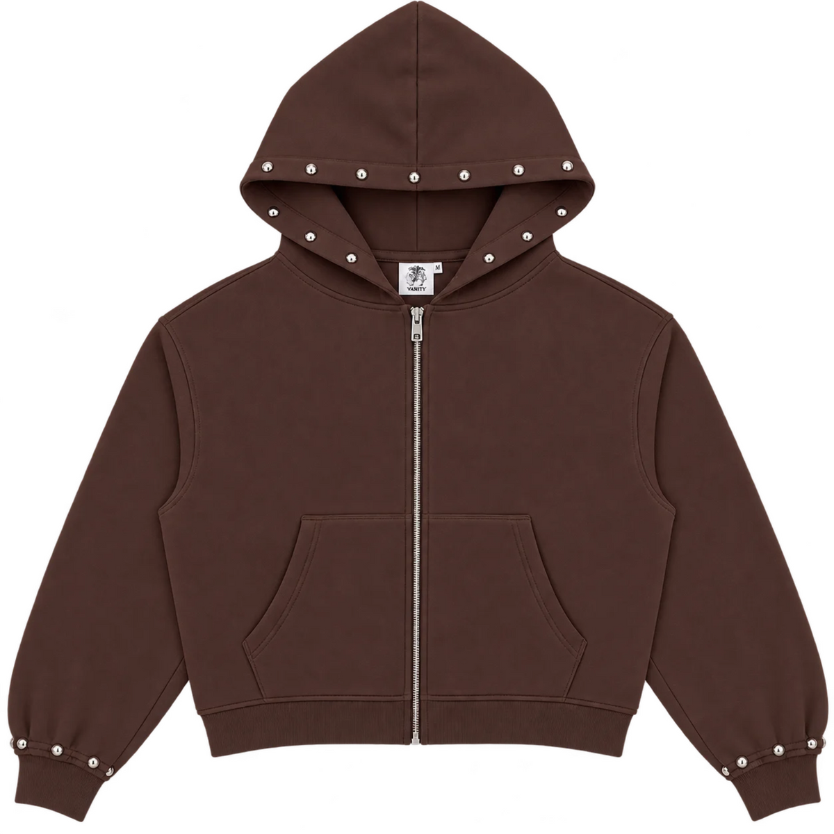 Saint Vanity Studded French Terry Sweatsuit Brown