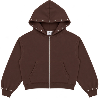 Saint Vanity Studded French Terry Sweatsuit Brown