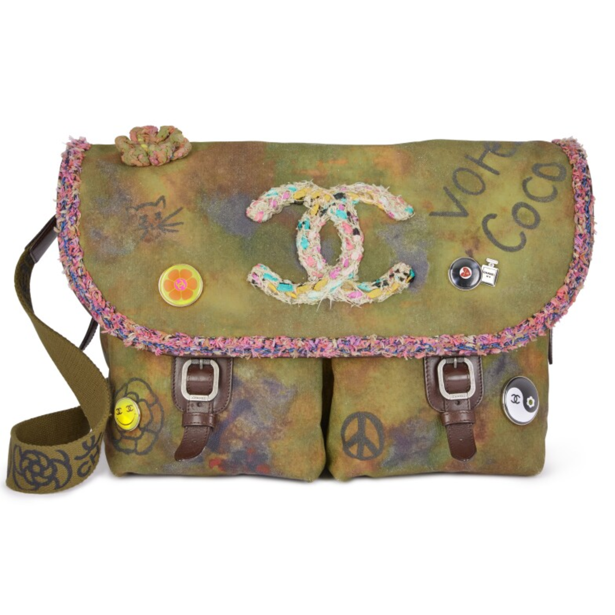Chanel Washed Toile Graffiti On The Pavements Large Messenger Bag