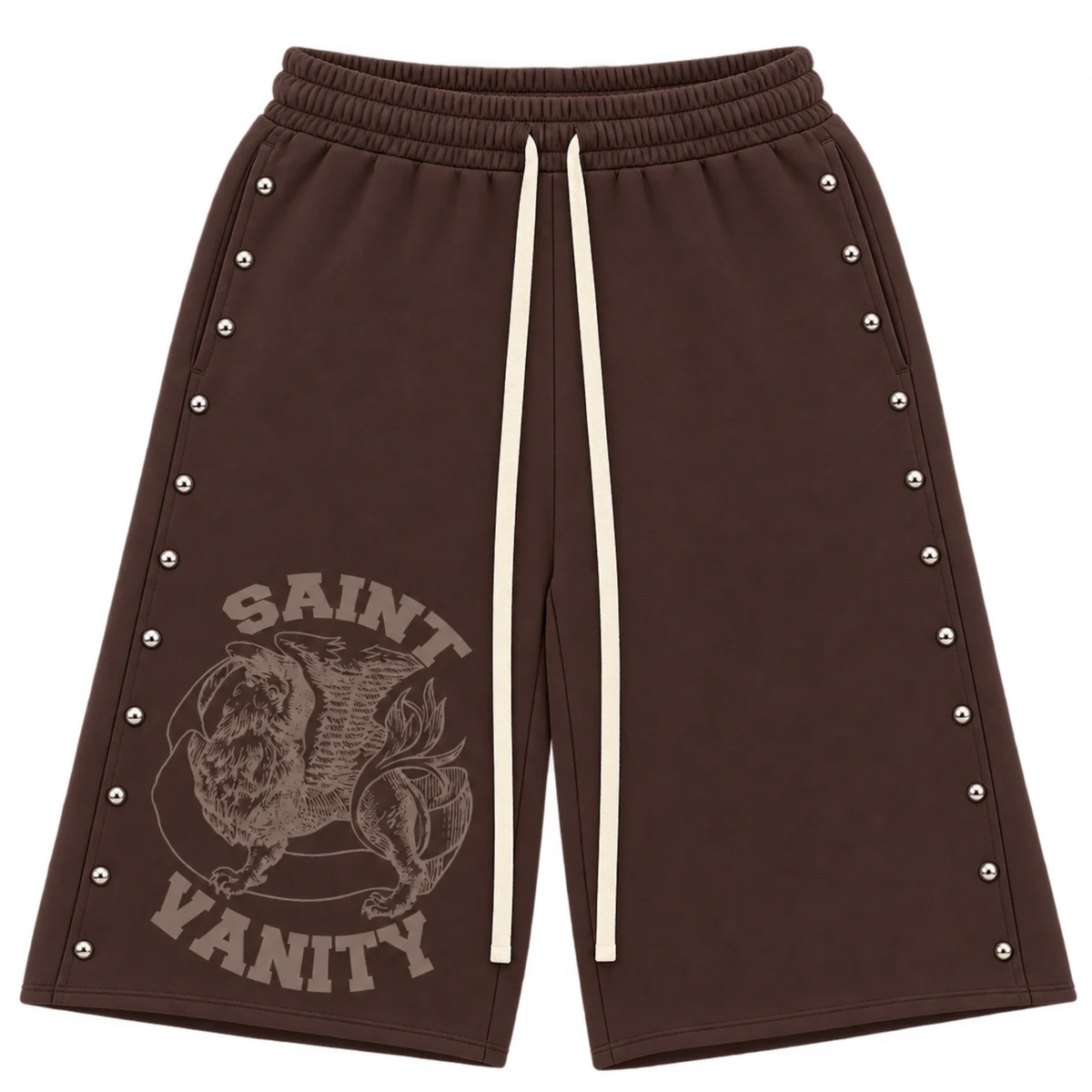 Saint Vanity Studded French Terry Sweatsuit Brown