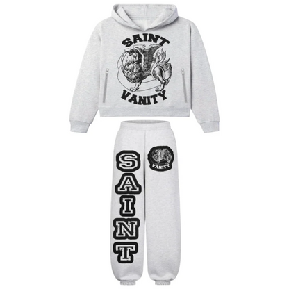 Saint Vanity Griffin Varsity Sweatsuit Grey