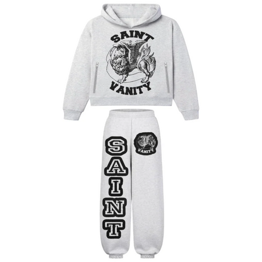 Saint Vanity Griffin Varsity Sweatsuit Grey