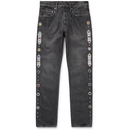 Kapital Kountry 14oz 5P Monkey Cisco Studded Remake Jeans Black