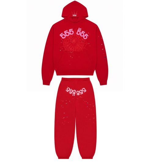Sp5der Worldwide Red Angel Number 555 Sweatsuit