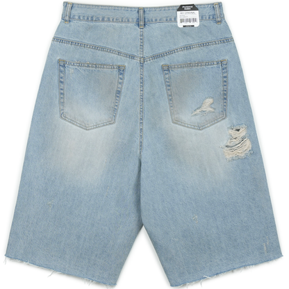 Protocol Index Long Zipper Fly Denim Shorts Blue