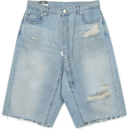 Protocol Index Long Zipper Fly Denim Shorts Blue