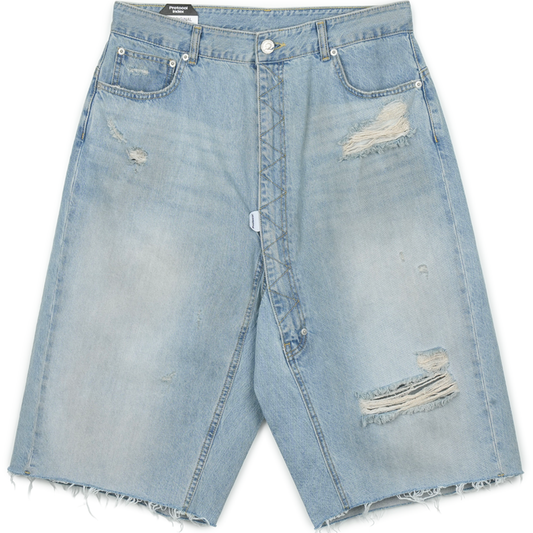 Protocol Index Long Zipper Fly Denim Shorts Blue