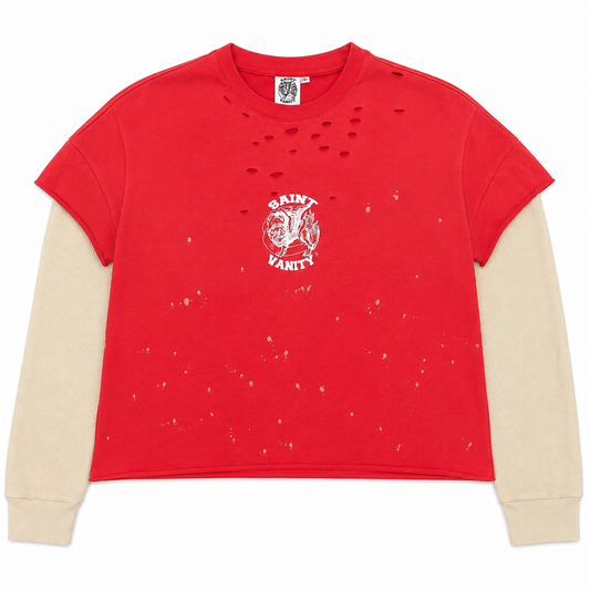 Saint Vanity Cutoff Distressed Thermal Red