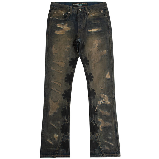 LostShdws Destroyed Waxed Denim Pant Black