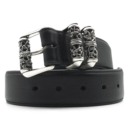 Chrome Hearts Black Leather Roller Belt