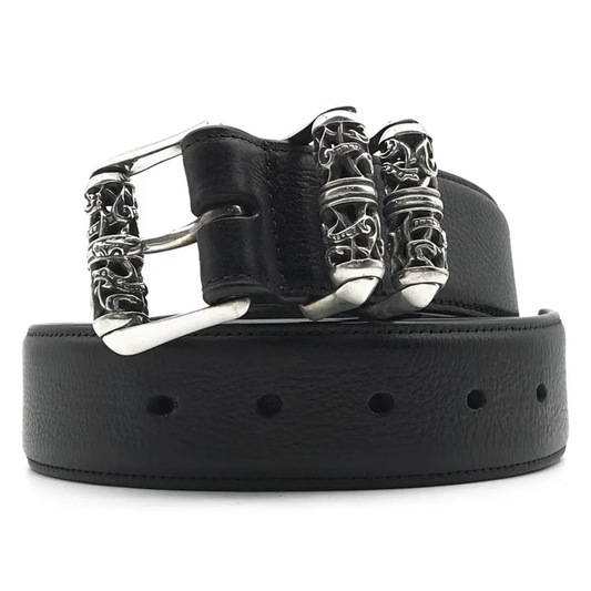 Chrome Hearts Black Leather Roller Belt