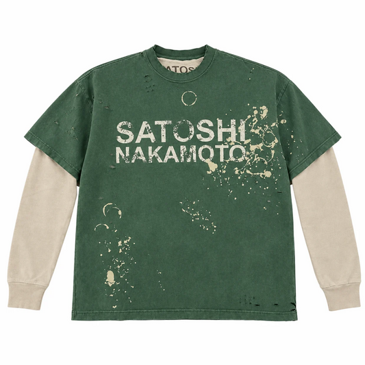 Satoshi Nakamoto Bleached Luke Thermal Tee Green