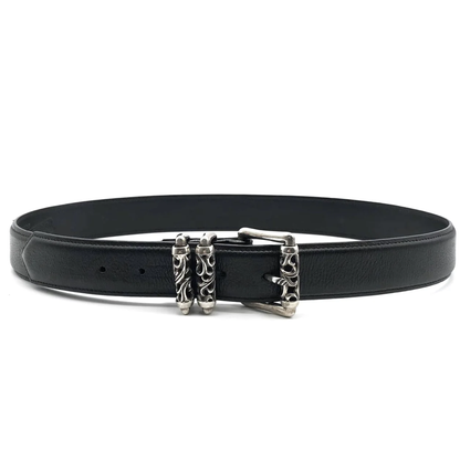 Chrome Hearts Black Leather Celtic Roller Belt