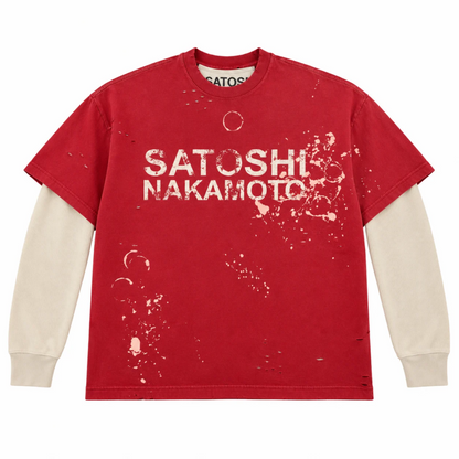 Satoshi Nakamoto Bleached Luke Thermal Tee Red
