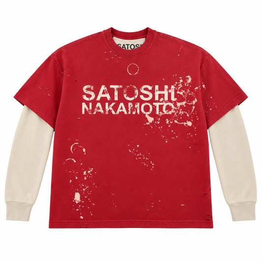 Satoshi Nakamoto Bleached Luke Thermal Tee Red