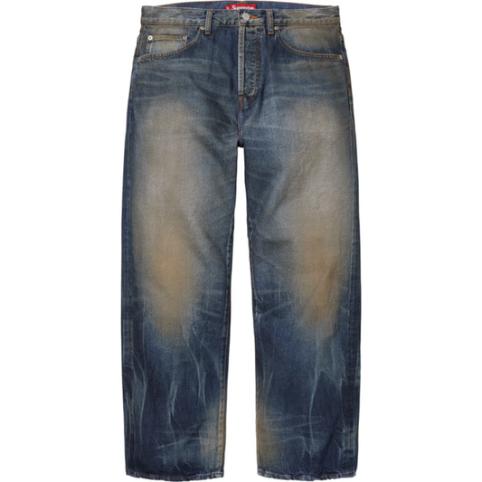 Supreme Distressed Loose Fit Selvedge Jean Washed Indigo