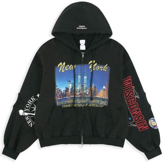 Protocol Index 'NYC Blackout' Reconstructed Zip Up Hoodie