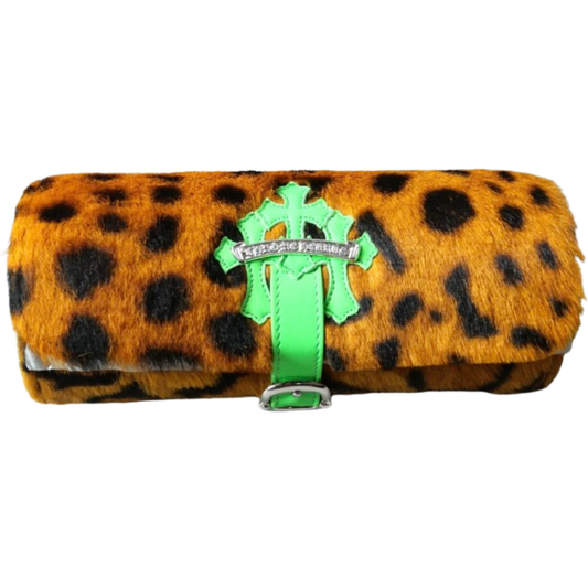 Chrome Hearts Cemetery Cross Patch Leopard Watch Case Light Brown/Light Green