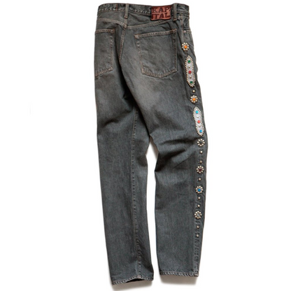 Kapital Kountry 14oz 5P Monkey Cisco Studded Remake Jeans Black
