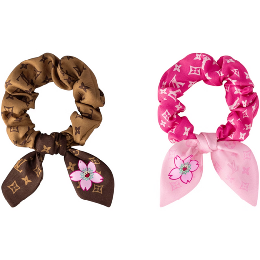 Louis Vuitton x Takashi Murakami Scrunchie Set Cherry Blossom Sakura Brown