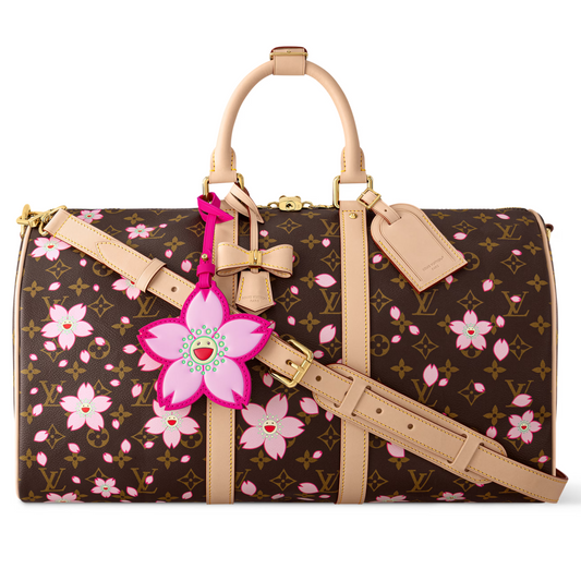 Louis Vuitton x Takashi Murakami Keepall Bandouliere 45 Duffle Sakura Brown