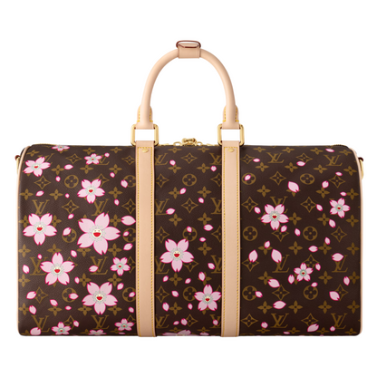 Louis Vuitton x Takashi Murakami Keepall Bandouliere 45 Duffle Sakura Brown