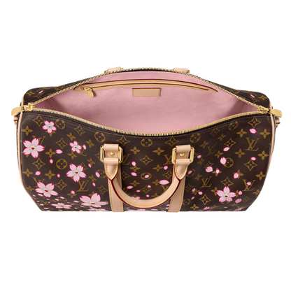 Louis Vuitton x Takashi Murakami Keepall Bandouliere 45 Duffle Sakura Brown