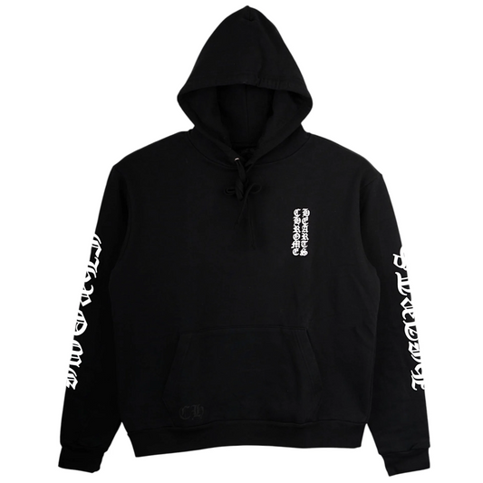 Chrome Hearts Script Logo Vertical Logo Hoodie Black