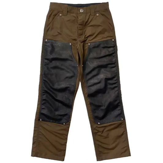 Chrome Hearts Nylon Leather Carpenter Jeans W/ Cross Patch