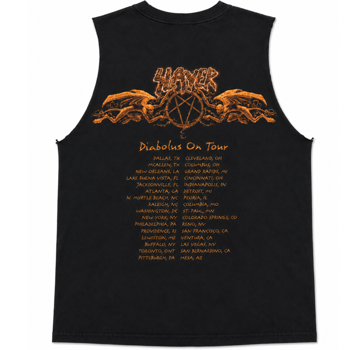 Slayer Diabolus In Musica Tour Cities Vintage Cutoff Tee