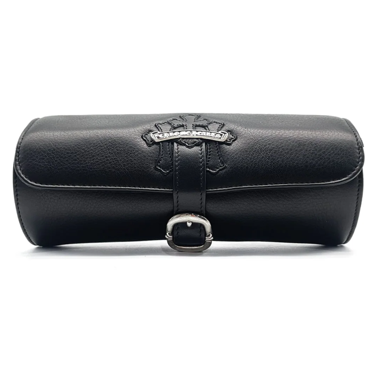 Chrome Hearts Cemetery Cross Patch Watch Case Leather Black