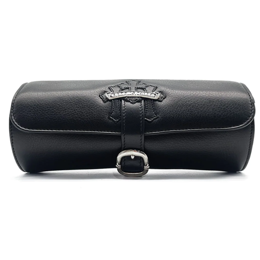 Chrome Hearts Cemetery Cross Patch Watch Case Leather Black